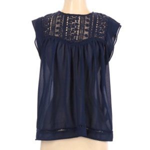 Abbeline Navy lace sheer blouse